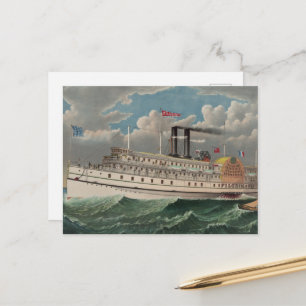 Carte Postale NY Voyage Grand Paddlewheel Bateau à vapeur Le Pèl