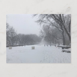 Carte Postale NYC Blizzard Upper West Side Riverside Park Neige