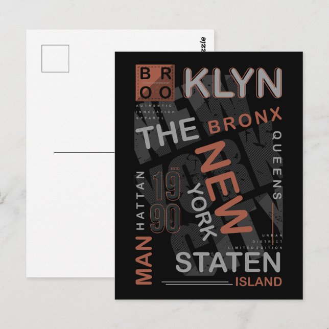 Carte Postale NYC Boroughs (Devant / Derrière)