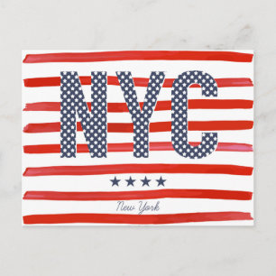 Carte Postale NYC Design rouge, blanc et bleu
