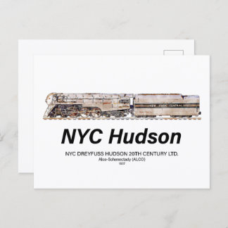 Carte Postale NYC Dreyfuss Hudson Steam Locomotive. Profile
