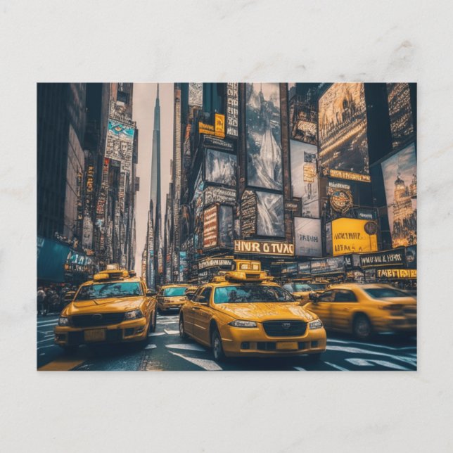 Carte Postale NYC Manhattan Taxis Jaunes (Devant)
