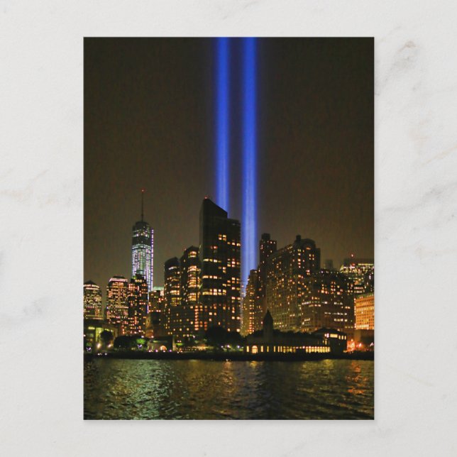 Carte Postale NYC Skyline : WTC 9/11 Hommage À La Lumière 2013 # (Devant)