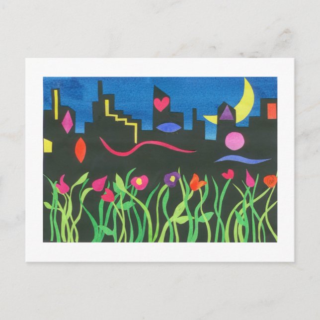 Carte Postale NYC vert la nuit (Devant)