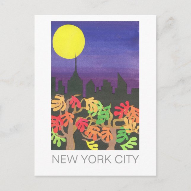 Carte Postale NYC vert la nuit à l'automne (Devant)