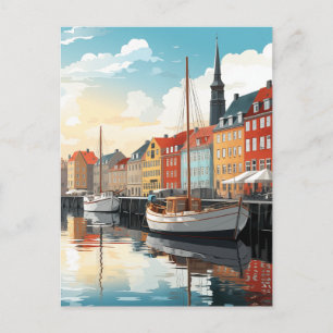 Carte Postale Nyhavn Port de Copenhague Danemark Aquarelle