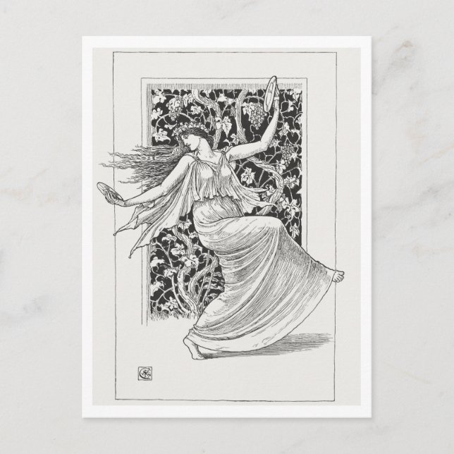 Carte Postale Nymphe Danseuse Walter Crane Art (Devant)