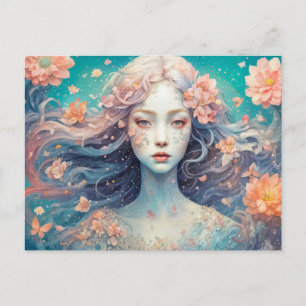 Carte Postale Nymphe de Fleur Enchantée en Fleur