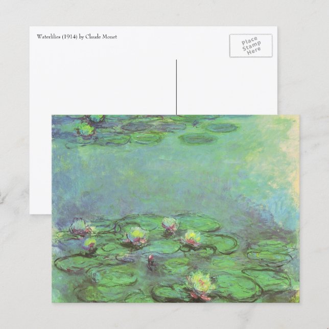Carte Postale Nymphéas par Claude Monet, Impressionnisme Vintage (Devant / Derrière)