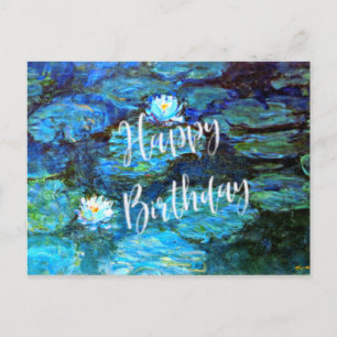 Carte Postale Nymphes d'eau (bleu), voeux d'anniversaire