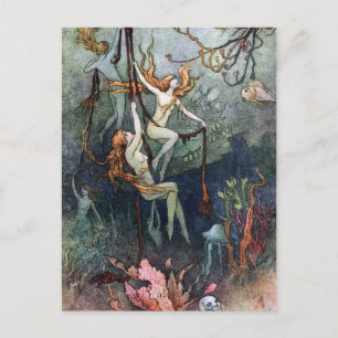 Carte postale Nymphes Forêt vintage