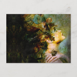 Carte Postale nymphette en bois