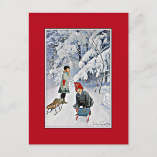 Carte Postale Nystrom - Enfants dans la neige, 1910