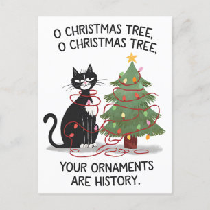 Carte Postale O Arbre de Noël Vos Ornements Sont Histoire Chat