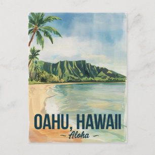 Carte Postale Oahu Hawaii Aquarelle Peinture Voyage