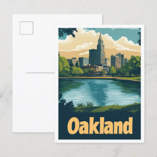 Carte Postale Oakland California Art Vintage voyage Illustration