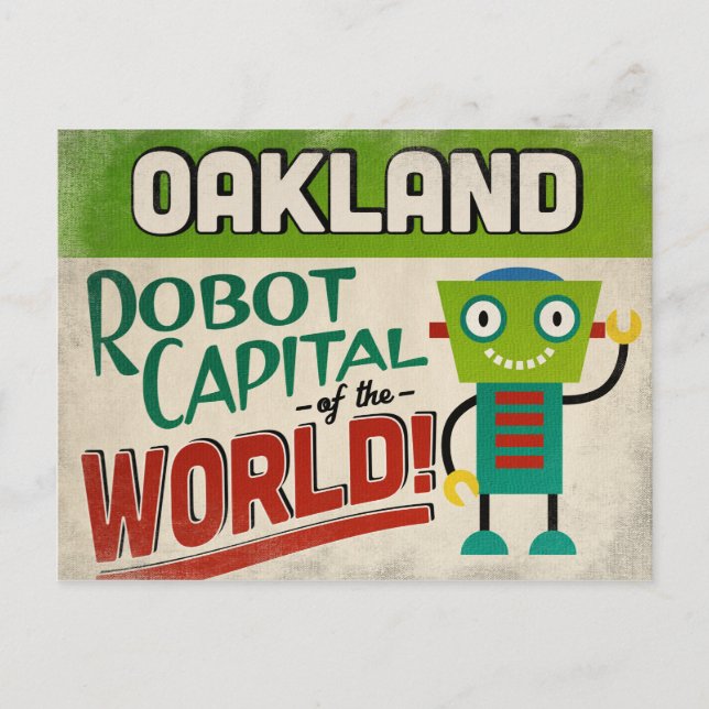 Carte Postale Oakland California Robot - Funny Vintage (Devant)