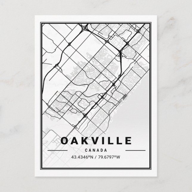 Carte Postale Oakville Ontario Canada Travel City Map Poster (Devant)