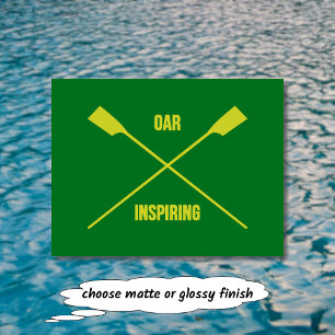 Carte Postale Oar, slogan inspirant et oars croisés vert