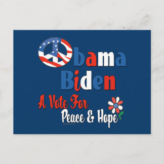 Carte Postale Obama Biden Peace and Hope 2008