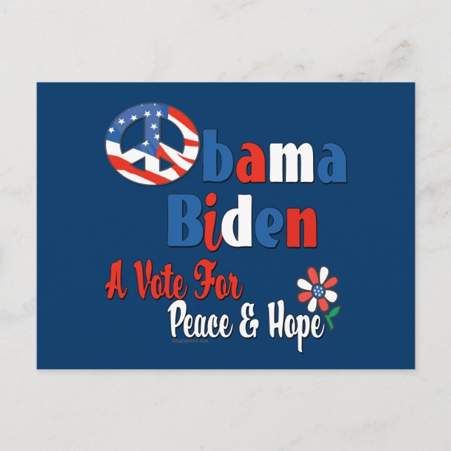Carte Postale Obama Biden Peace and Hope 2008 (Devant)