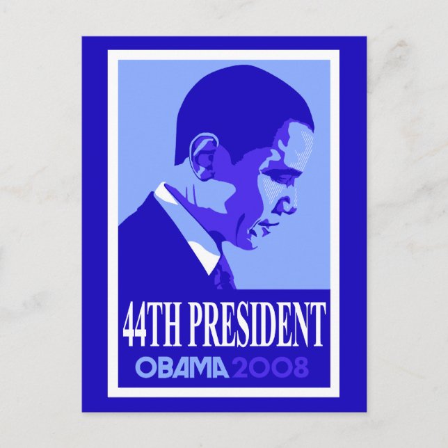 Carte postale Obama Blue 44ème Président (Devant)