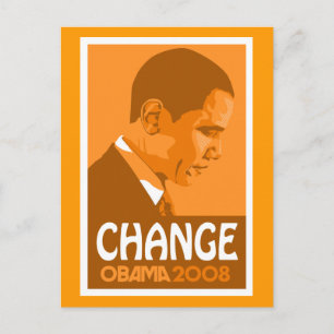 Carte Postale Obama - Change Dark Orange Postcard