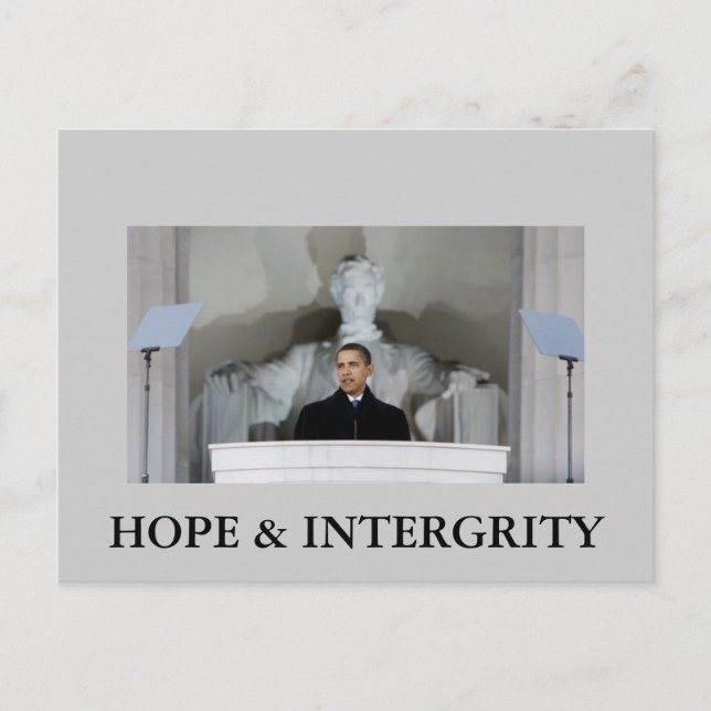 CARTE POSTALE OBAMA HOPE & INTERGRITY (Devant)
