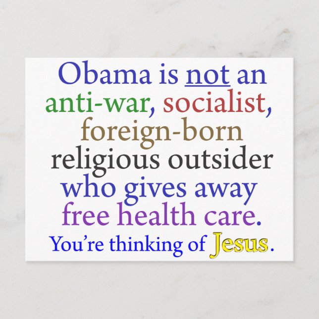Carte Postale Obama & Jésus (Devant)