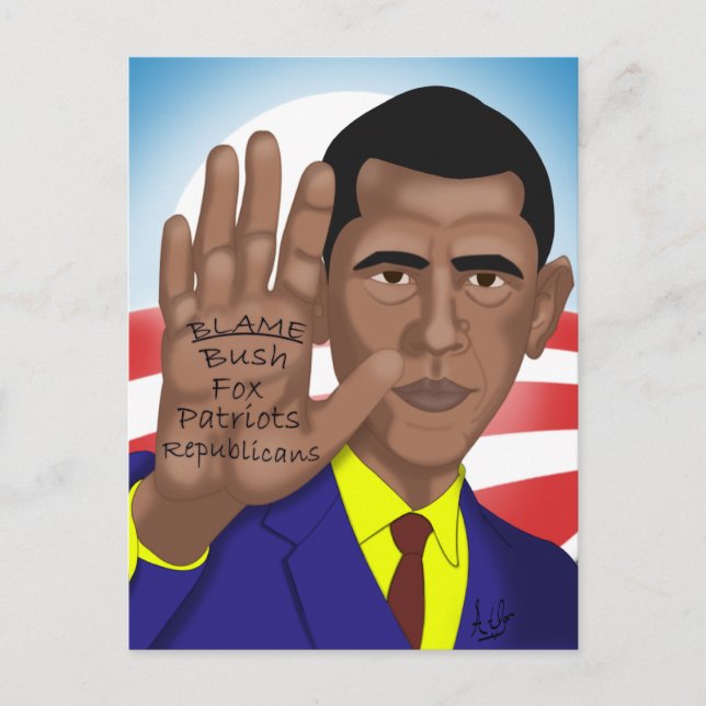 Carte Postale Obama négocie en téléprompteur (Devant)