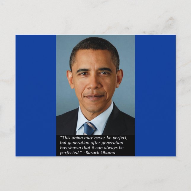 Carte Postale Obama sur la perfection de l'Union (Devant)