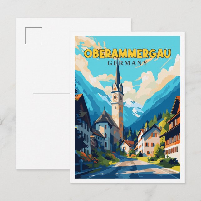 Carte Postale Oberammergau Allemagne illustration de voyage vint (Devant / Derrière)