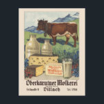 Carte Postale Oberkärntner Molkerei Autriche Poster vintage 1930<br><div class="desc">Affiche publicitaire vintage pour la ferme laitière autrichienne. Publié en 1930 Veuillez noter que nos affiches sont des reproductions de haute qualité basées sur des scans professionnels, très haute résolution des originaux. Notre processus de retouche manuelle n'implique pas l'utilisation de filtres qui enlèvent les détails ou la texture d'origine que...</div>