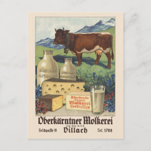 Carte Postale Oberkärntner Molkerei Autriche Poster vintage 1930