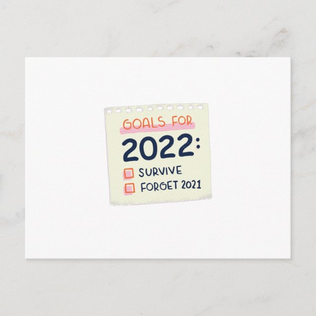 Carte Postale Objectifs pour 2022 : Survivre, Oublier 2021 (Devant)