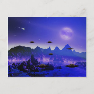 Carte Postale Objet volant UFO dans l'espace