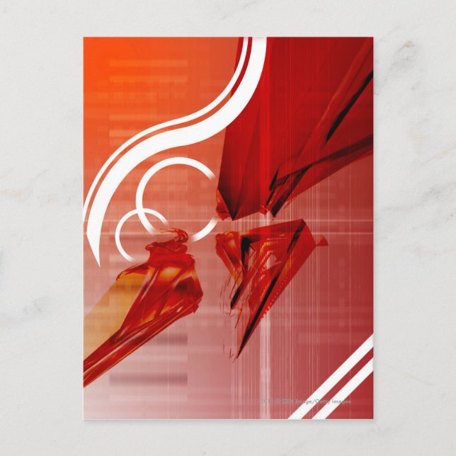 Carte Postale Objets rouges avec lignes blanches (Devant)