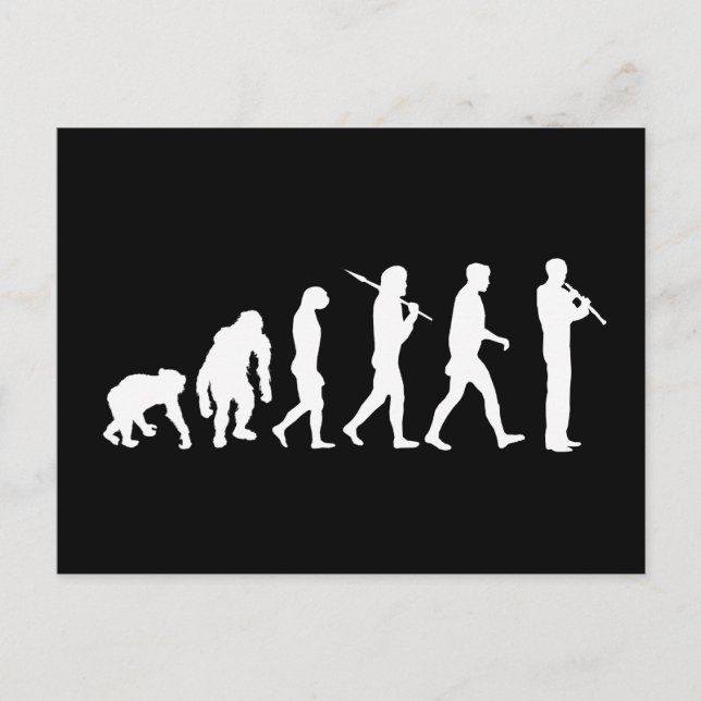 Carte Postale Oboe évolution drôle humour boiste cadeau (Devant)