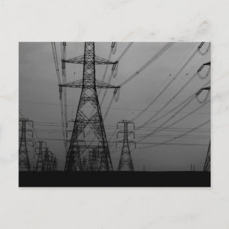 Carte Postale Obscurité - lignes électriques B&W