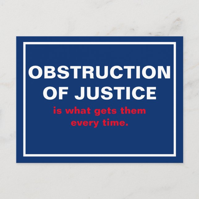 Carte Postale Obstruction à la justice Trump Maison Blanche (Devant)