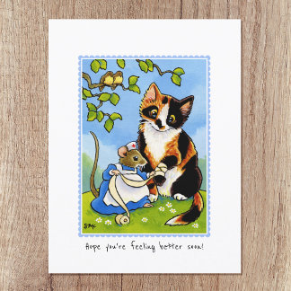 Carte Postale Obtenez Bien Bientôt Souris Chat Personnalisé