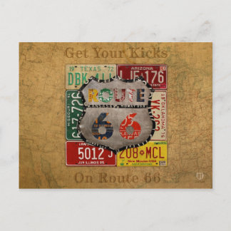 Carte Postale Obtenez vos coups de pied sur la Route 66 License 