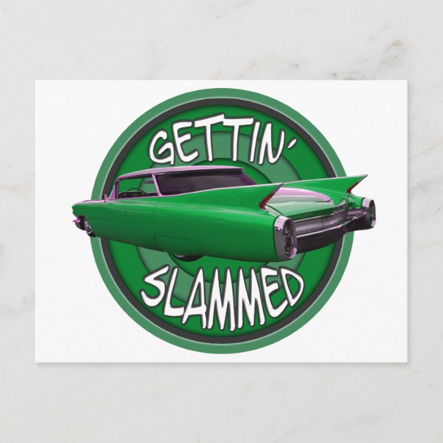 Carte Postale obturation 1960 Cadillac mamba verte (Devant)