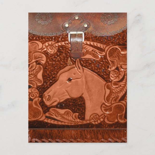 Carte postale occidentale en cuir à outils "Cheval (Devant)