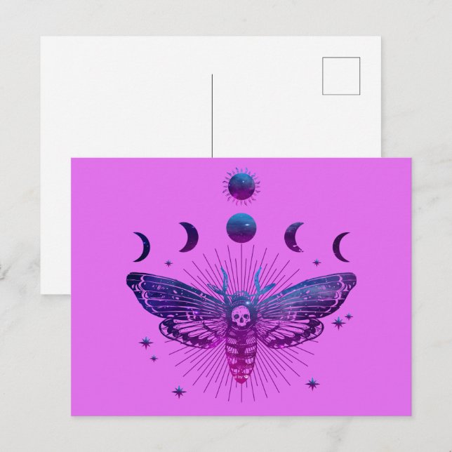 Carte Postale Occulte de la tête de mort (Devant / Derrière)