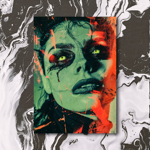 Carte Postale Occulte foncé diable gothique Femme aux yeux verts