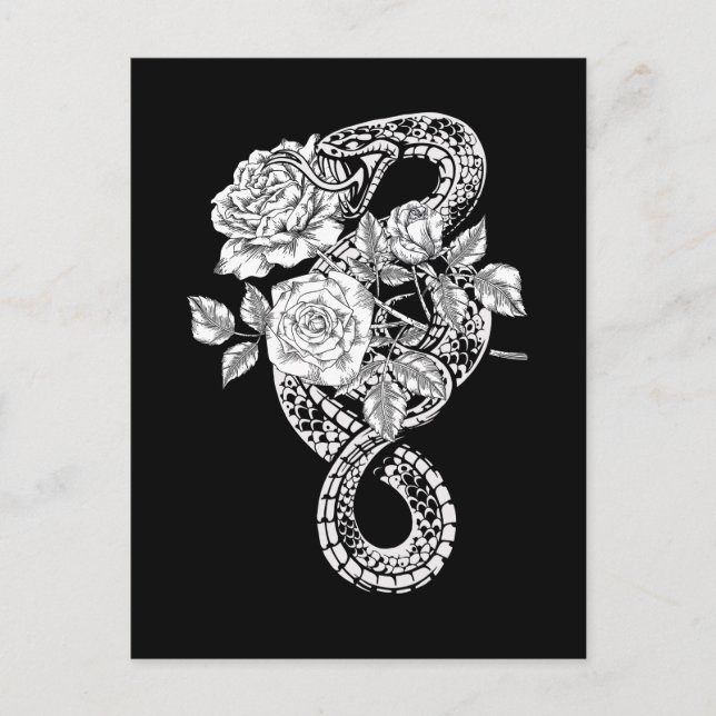 Carte Postale Occulte Serpent Rose Wicca Goth Witchcraft (Devant)