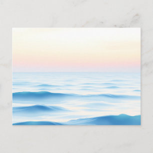 Carte Postale Océan aquarelle serein avec des vagues douces