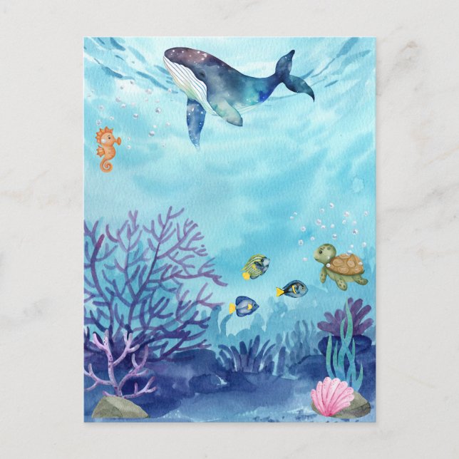 Carte Postale Océan bleu sous la mer (Devant)