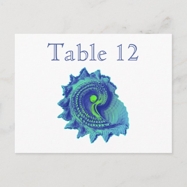 Carte Postale Ocean Blue Spiral Sea Shell Réception Numéro de ta (Devant)